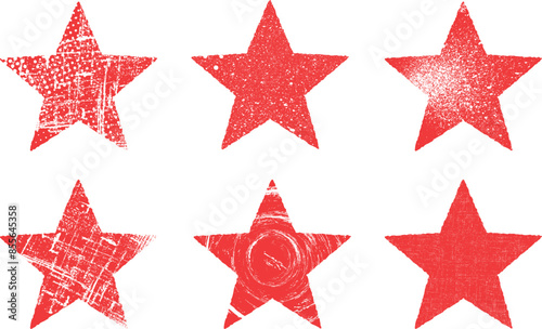 Grunge stars. Set of red grunge stars. Vintage distressed  stars.