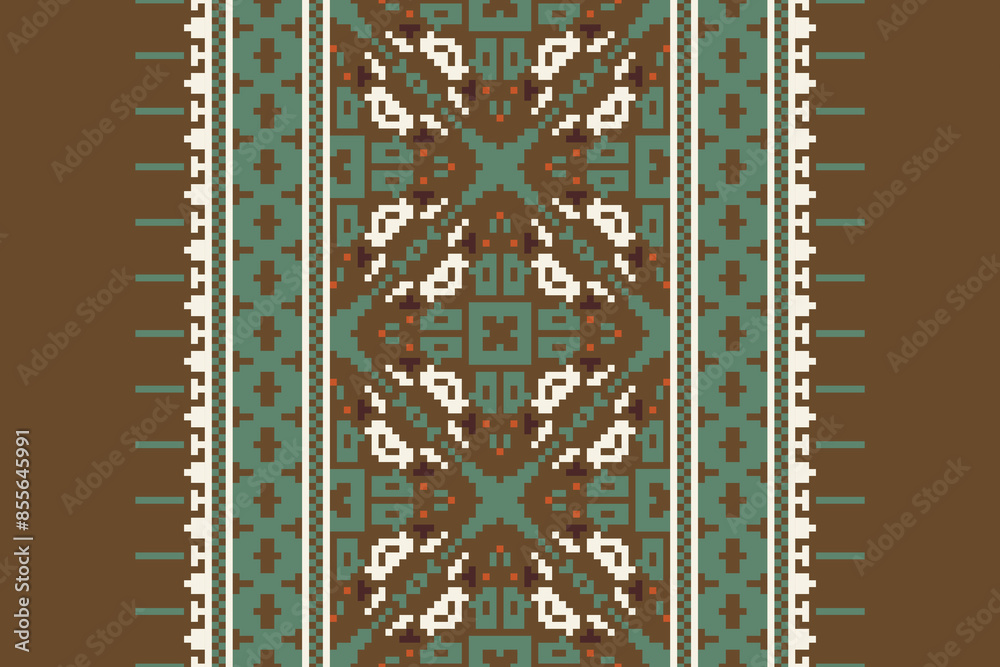 Beautiful traditional ethnic motifs ikat geometric fabric pattern cross stitch.Ikat embroidery Ethnic oriental Pixel.Abstract,vector,illustration. Texture,scarf,decoration,wallpaper,curtain,sarong. Beautiful traditional ethnic motifs ikat geometric fabric pattern cross stitch.Ikat embroidery Ethnic oriental Pixel.Abstract,vector,illustration. Texture,scarf,decoration,wallpaper,curtain,sarong.