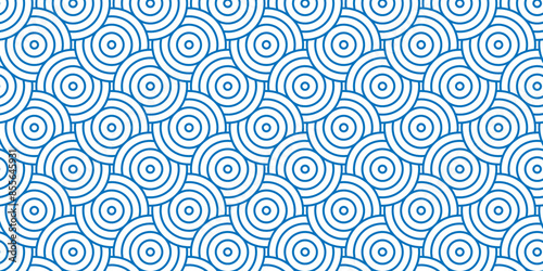 Vector Overlapping Pattern Minimal diamond geometric wave spiral and abstract circle wave line. blue color seamless tile stripe geometric create retro line white pattern background.