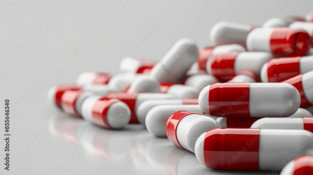 Stack of Capsules on a Clean Surface, Healthcare and Pharmaceutical Concept with Negative Space for Copy Stack of Capsules on a Clean Surface, Healthcare and Pharmaceutical Concept with Negative Space for Copy