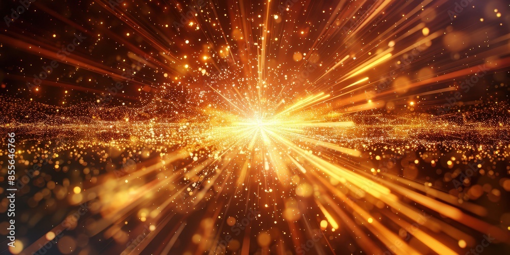 Golden Light Explosion with Sparkles and Bokeh Golden Light Explosion with Sparkles and Bokeh