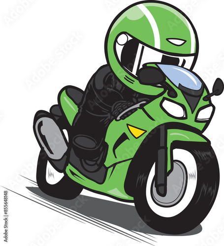 speeding motorcycle racer cartoon vector