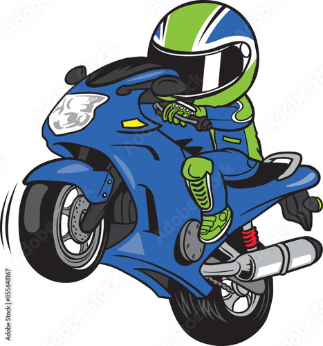 Wheelies Motorcycle Rider cartoon vector