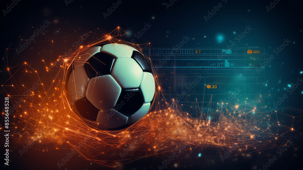 Naklejka premium soccer ball on the background of graphs. concept of online betting on sporting events