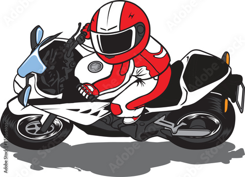 motorcycle rider Severe braking cartoon vector