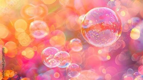 Colorful bubbles and lights create abstract background