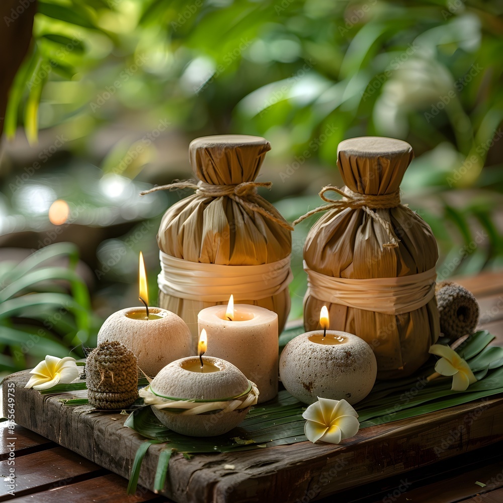 Obraz premium Thai Herbal Spa Serene Setting with Cultural Wellness Practice