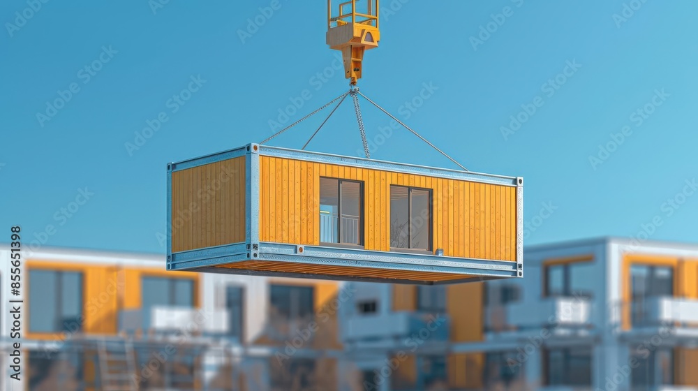 Modular Wood Construction Berlin Office Building Takes Shape as Crane Lifts Wooden Module into Framework Modular Wood Construction Berlin Office Building Takes Shape as Crane Lifts Wooden Module into Framework