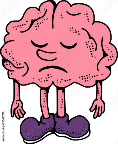 Sad Retro Brain Character
