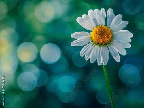Majestic Daisy in Summer with a Yellow Blossom in a Park for a Sunlit Display