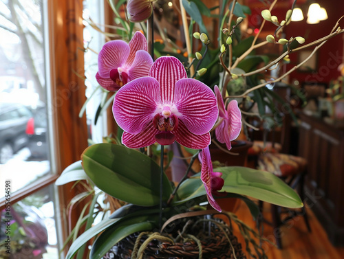 Sovereign Orchid in Winter with a Purple Bloom in an Exotic Plant Exhibition