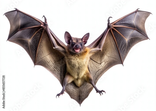 A Small Brown Bat With A White Background