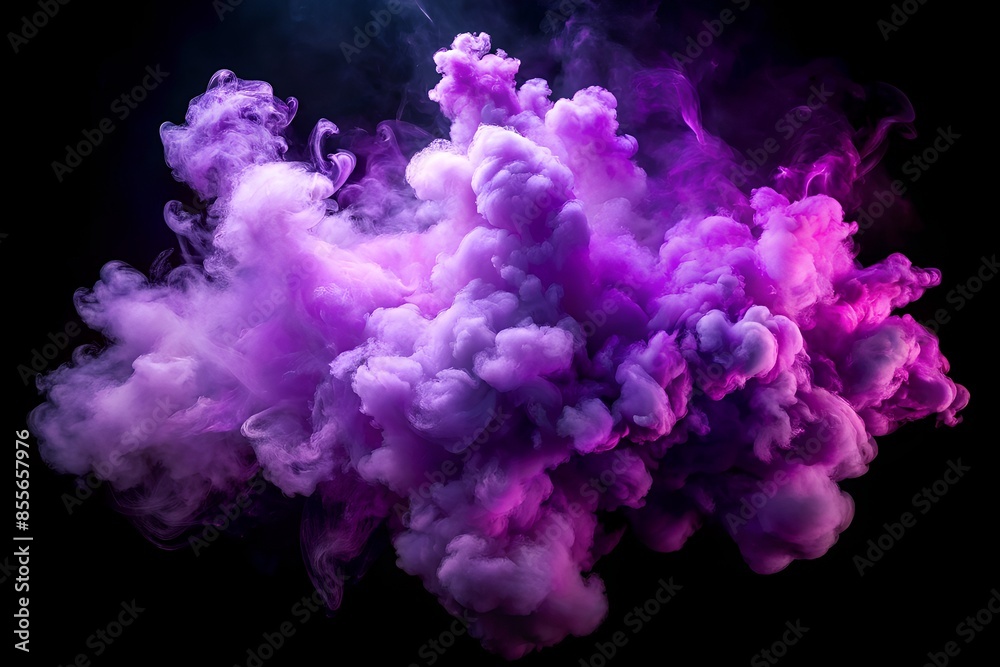 Purple Smoke Isolated On Black Background. Purple Smoke Isolated On Black Background.
