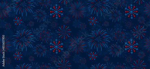Fireworks 4th of july USA Independence day design of fireworks on blue background vector illustration