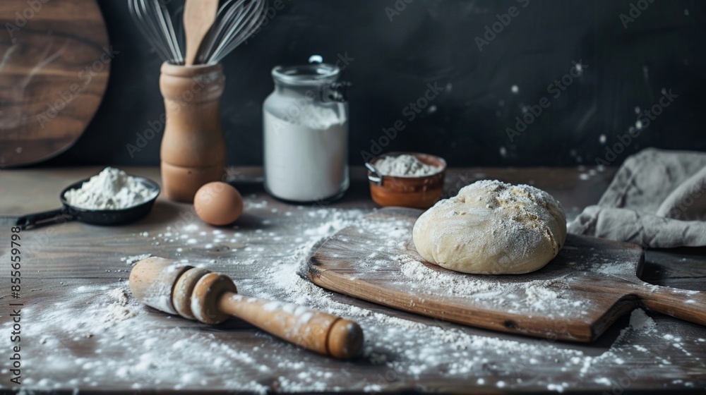 Rustic Baking Scene with Dough Rustic Baking Scene with Dough