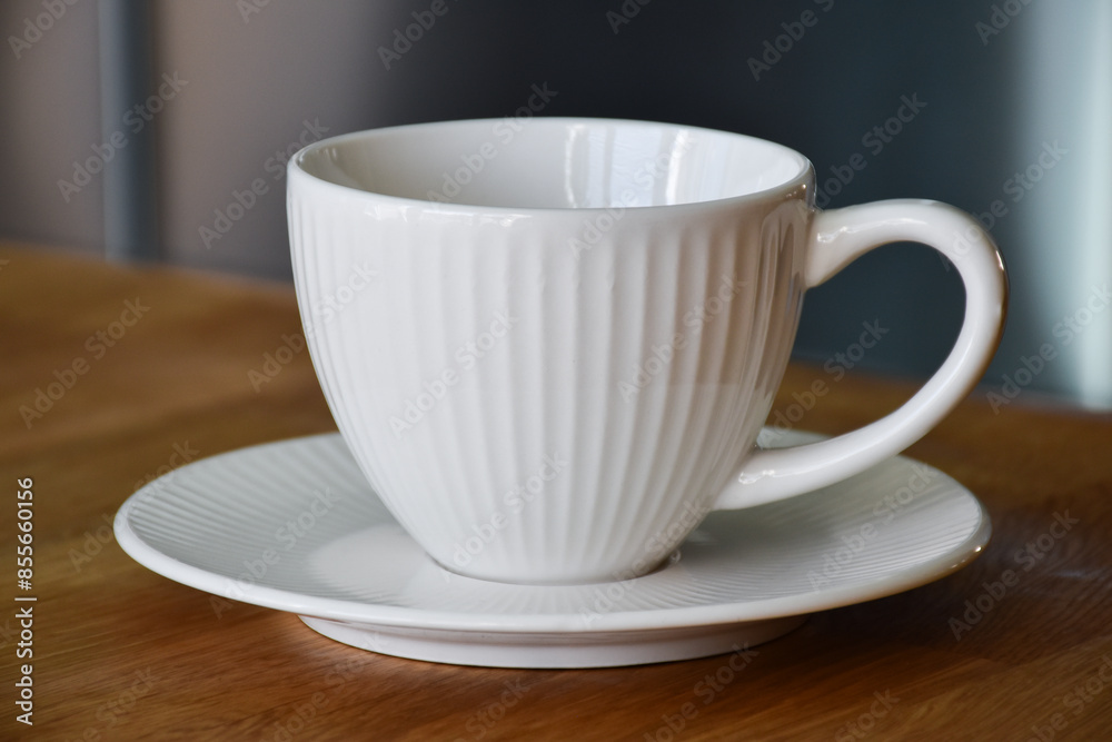Obraz premium Ceramic white mug with saucer