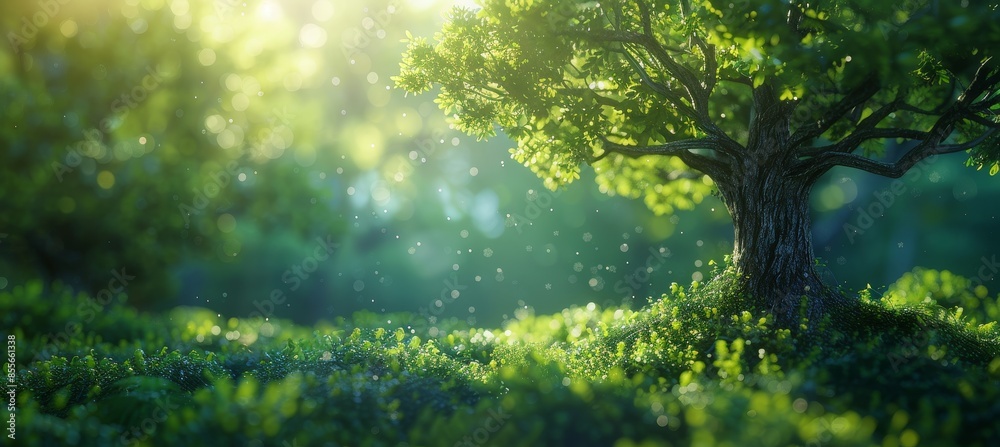 Tree Against Green Wall with Eco-Friendly Concept Tree Against Green Wall with Eco-Friendly Concept
