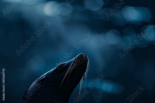 a seal looking up at the sky photo