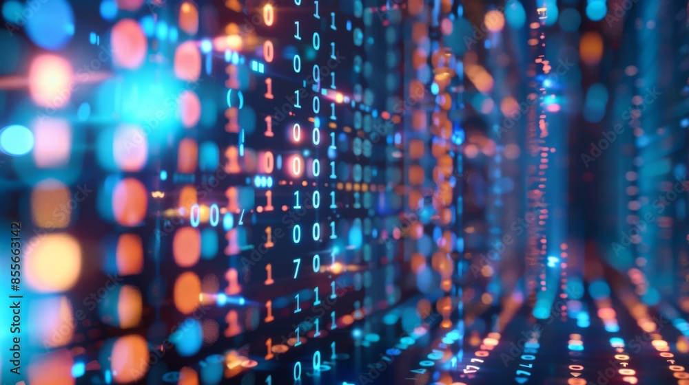 Binary code background illustration generated by ai
