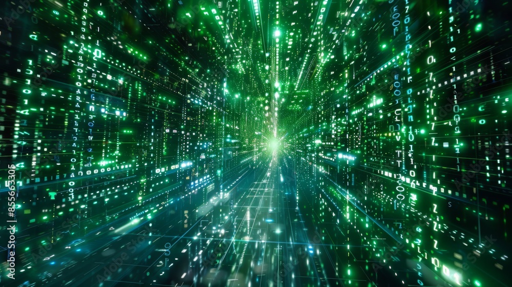 Naklejka premium Binary code background illustration generated by ai