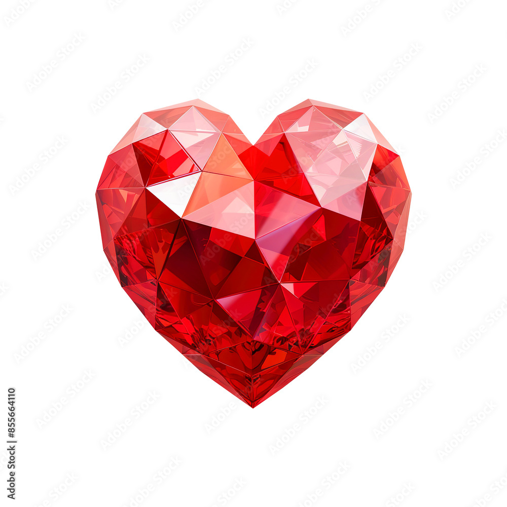 Polygonal red heart isolated on white background remove png, Clipping Path Polygonal red heart isolated on white background remove png, Clipping Path