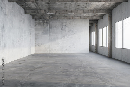 Wallpaper Mural Empty warehouse storage space in grey neutral tones with copy space. Commercial Real Estate concept image. Torontodigital.ca