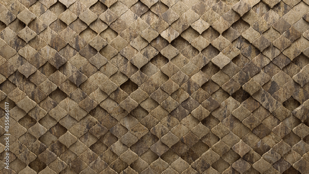 3D, Arabesque Mosaic Tiles arranged in the shape of a wall. Textured, Semigloss, Blocks stacked to create a Natural Stone block background. 3D Render 3D, Arabesque Mosaic Tiles arranged in the shape of a wall. Textured, Semigloss, Blocks stacked to create a Natural Stone block background. 3D Render