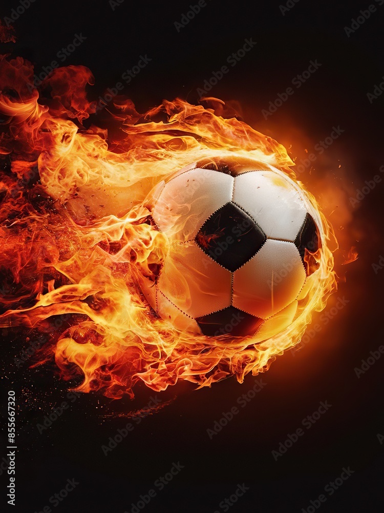 Fototapeta premium 3d illustration of burning soccer a ball on an isolated background