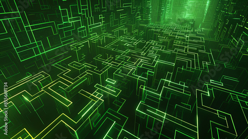 Vertical Maze of Circuits on Green Background