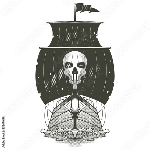 Old ship hand drawn doodle ...