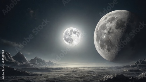 full moon rising over the mountains