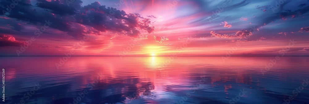 Fototapeta premium Serene Sunset Over Still Waters