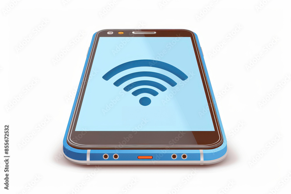 A smartphone with Wi-Fi signal clipart, mobile internet element, vector illustration, blue and grey, isolated on white background A smartphone with Wi-Fi signal clipart, mobile internet element, vector illustration, blue and grey, isolated on white background