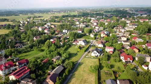 Scenic Village In Oświęcim, Southern Poland - Aerial Drone Shot