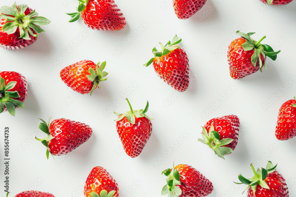 Delicious ripe strawberries on a white background. Photo for the product design template Delicious ripe strawberries on a white background. Photo for the product design template
