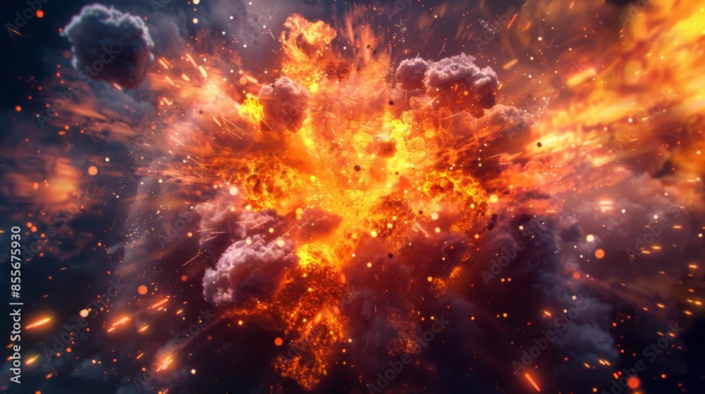 Naklejka premium Explosion fire background illustration generated by ai