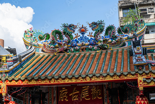dragon symbol, dragon Chinese, is a beautiful Thai and Chinese architecture of shrine, temple.