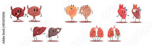 Healthy and Sick Human Organ in Good and Bad Condition Vector Set