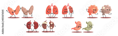 Healthy and Sick Human Organ in Good and Bad Condition Vector Set