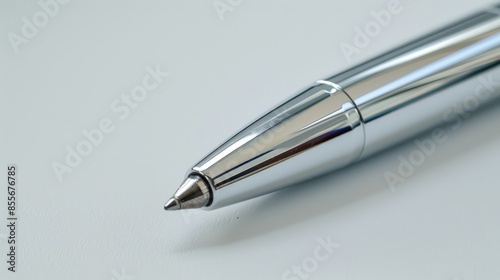 Silver pen on a white background