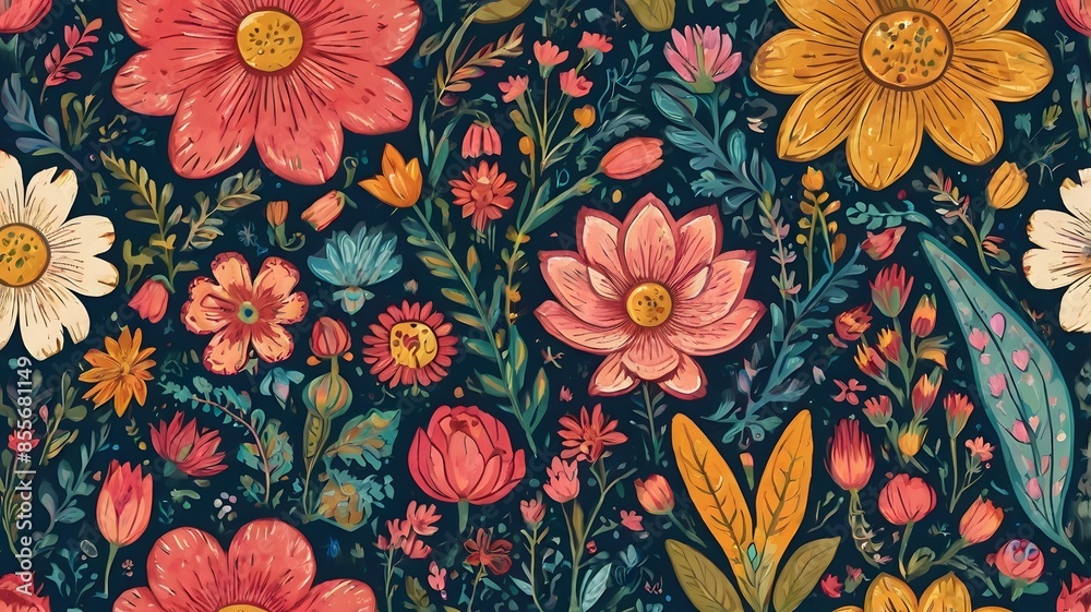seamless floral pattern, ai generated