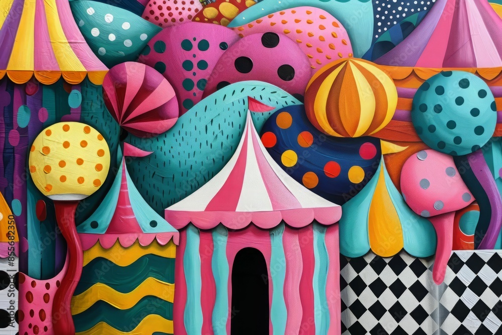 Fototapeta premium Abstract Colorful Funfair Illustration.