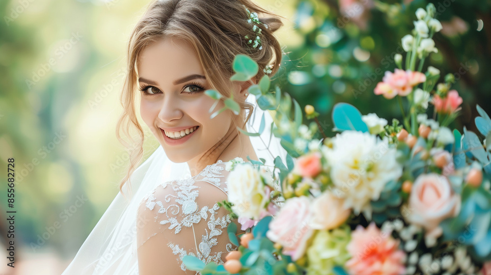 portrait of a bride with flowers portrait of a bride with flowers