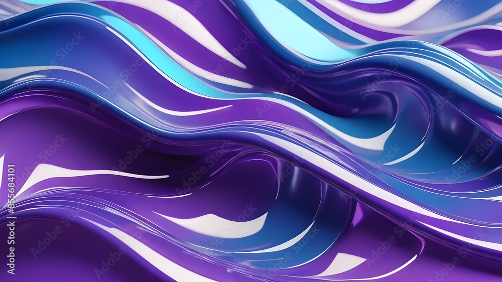Abstract background 3D, shiny plastic waves with purple blue textures and lights interesting lustrous liquid wavy texture, 3D render illustration. Abstract background 3D, shiny plastic waves with purple blue textures and lights interesting lustrous liquid wavy texture, 3D render illustration.