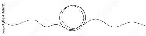 Continuous editable line drawing of round frame. One line drawing background. Vector illustration. Round frame in one line.