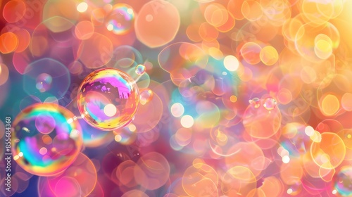 Abstract background of glowing lights and colorful bubbles