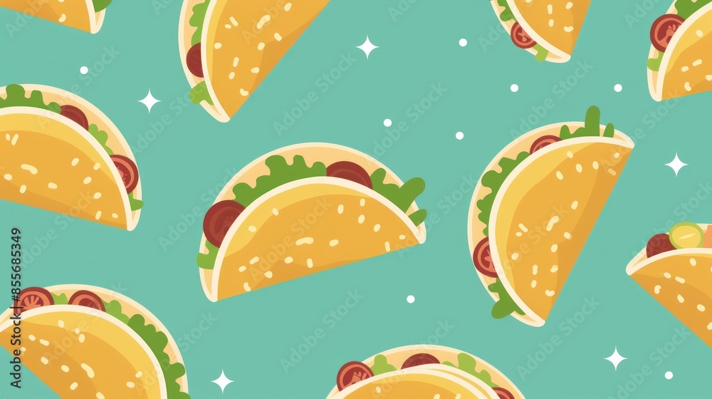 Taco Pattern on Teal Background Taco Pattern on Teal Background