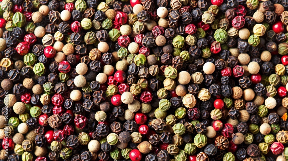 A Close-Up View of Mixed Peppercorns