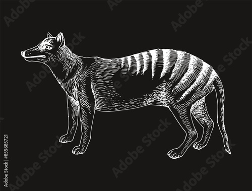 Tasmanian tiger extinct animal sketch photo