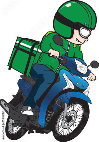 Biker speeding motorcycle racer cartoon vector